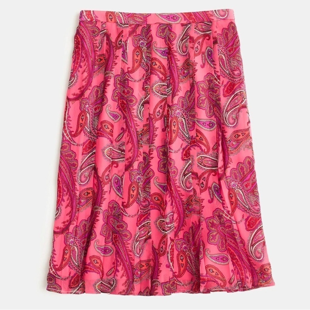 J.Crew Paisley Pink Women's Midi Skirt